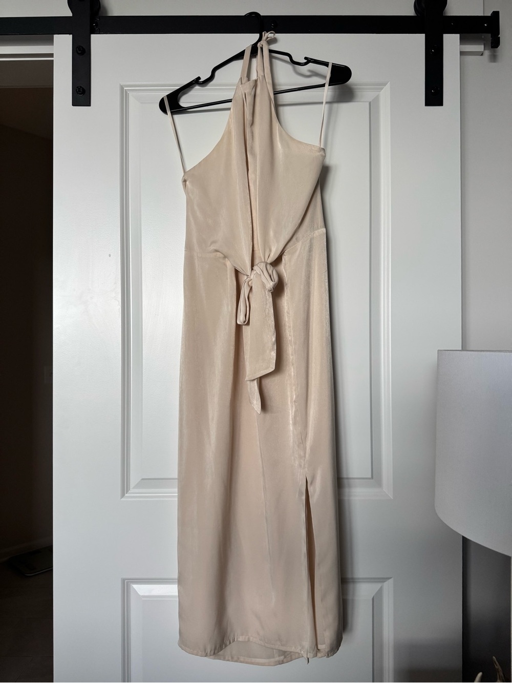 House of Harlow 1960 Cream Halter Midi Dress with Tie Waist